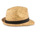 Customizable straw hat with polyester band